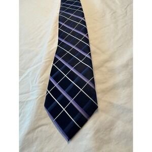 US Polo Assn Mens Tie Navy Blue Purple White Plaid Check Classic Necktie